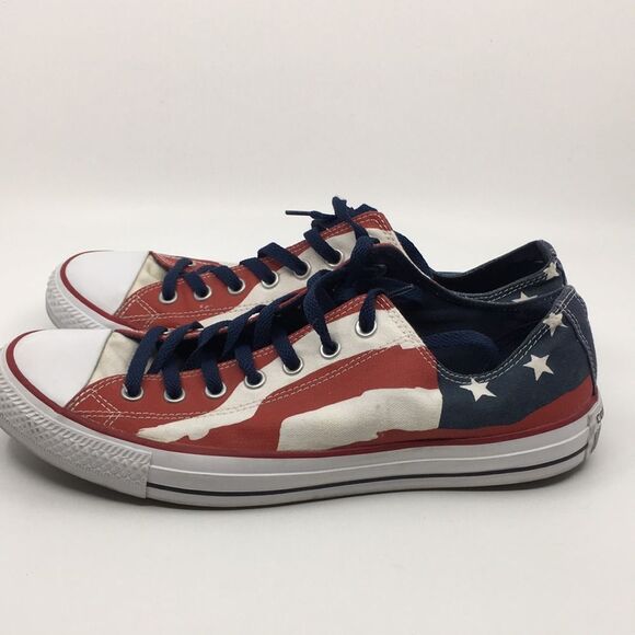 Men’s American Flag Patriotic Red White and Blue Converse Chucks Size 11.5 M - Picture 4 of 16